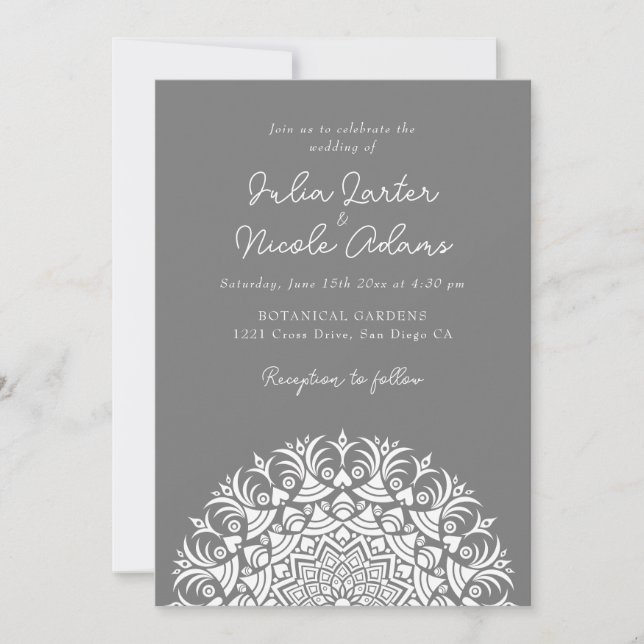 Retro Spanish Abstract Floral Mandala Wedding Inbjudningar (Framsida)