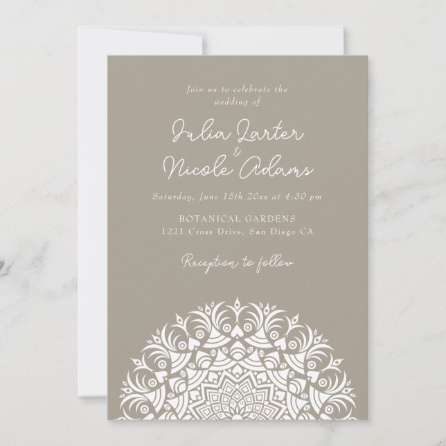 Retro Spanish Abstract Floral Mandala Wedding Inbjudningar (Framsida)
