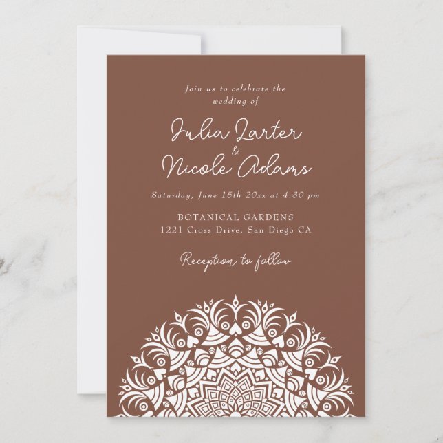 Retro Spanish Abstract Floral Mandala Wedding Inbjudningar (Framsida)