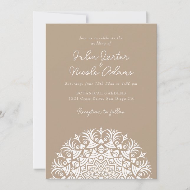 Retro Spanish Abstract Floral Mandala Wedding Inbjudningar (Framsida)