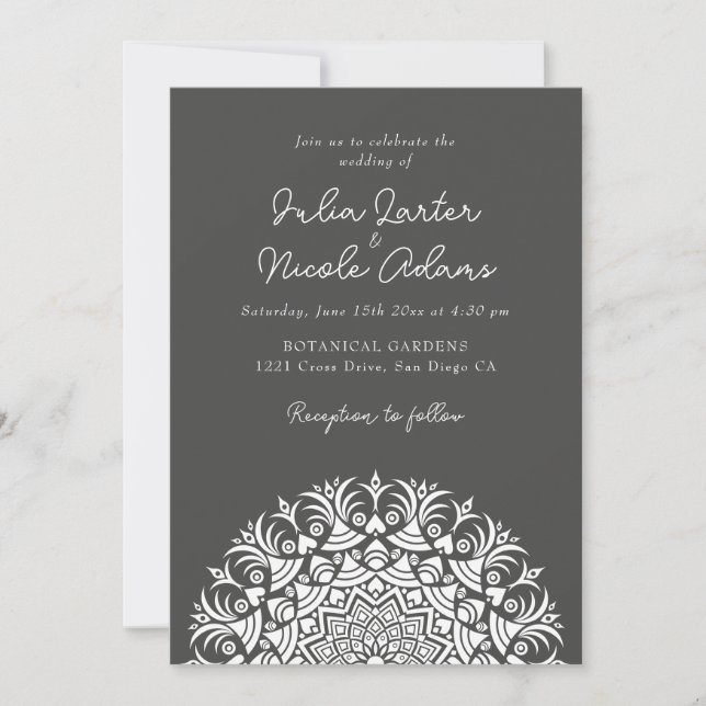 Retro Spanish Abstract Floral Mandala Wedding Inbjudningar (Framsida)