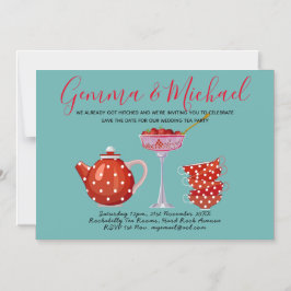 Retro Spar Datum Bröllop Te Party 1950 Vintage Magnetisk Inbjudningskort