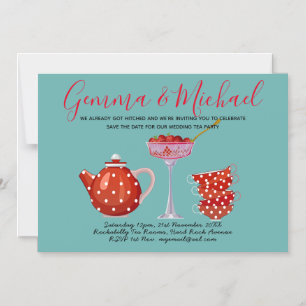 Retro Spar Datum Bröllopste Teafton 1950 Vintage Magnetisk Inbjudningskort