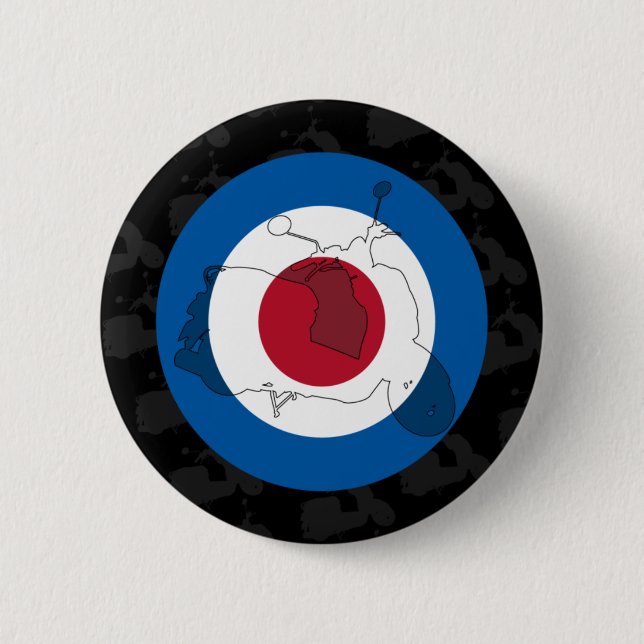 Retro sparkcykelSilhouetteemblem Knapp (Framsida)