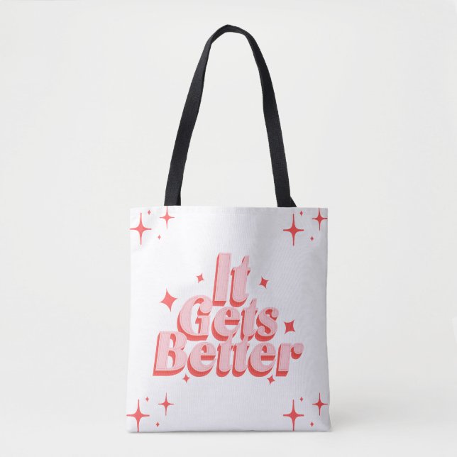 Retro Sparkle Typografi Tote  Tygkasse (Framsida)