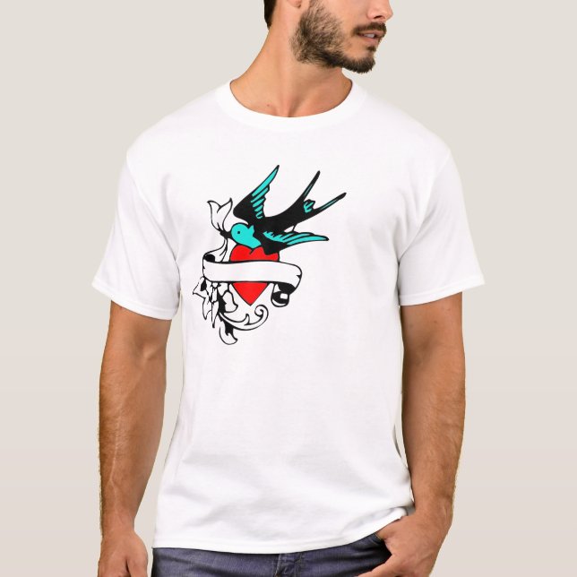 Retro Sparrowtatueringskjorta T Shirt (Framsida)