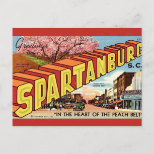 Retro Spartanburg SC Hälsning Vykort