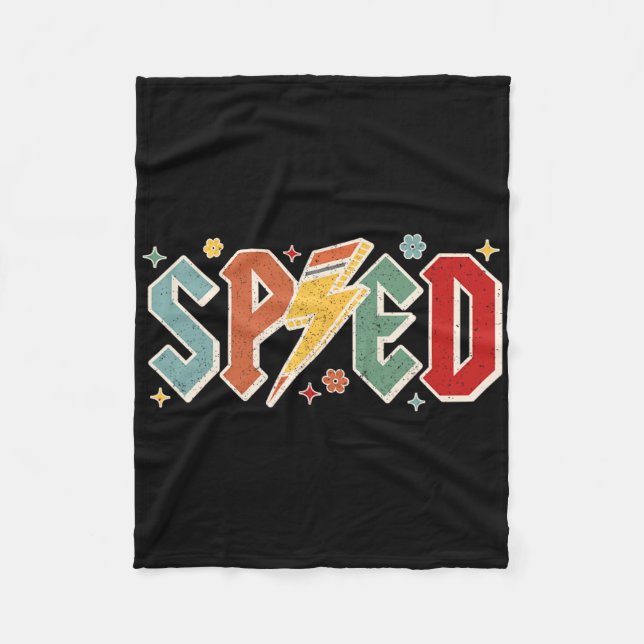 Retro Sped Teacher Pencil Lightning Bolt Back To S Fleecefilt (Framsidan)