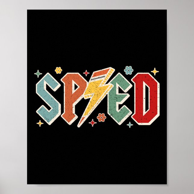 Retro Sped Teacher Pencil Lightning Bolt Back To S Poster (Framsidan)
