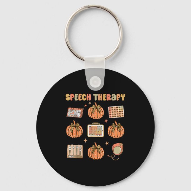Retro Speech Therapy Slp Fall Pumpkin Speech Thera Nyckelring (Framsida)