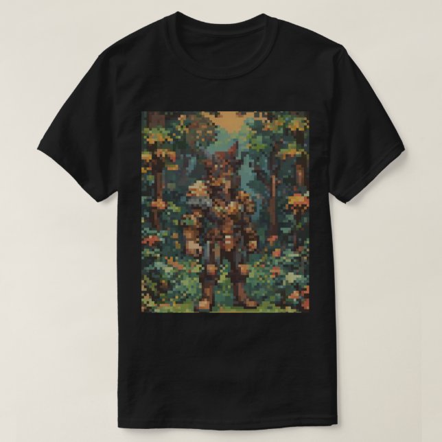 Retro spel Pixel Art 8 Bit Karaktär Skog Vide T Shirt (Design framsida)