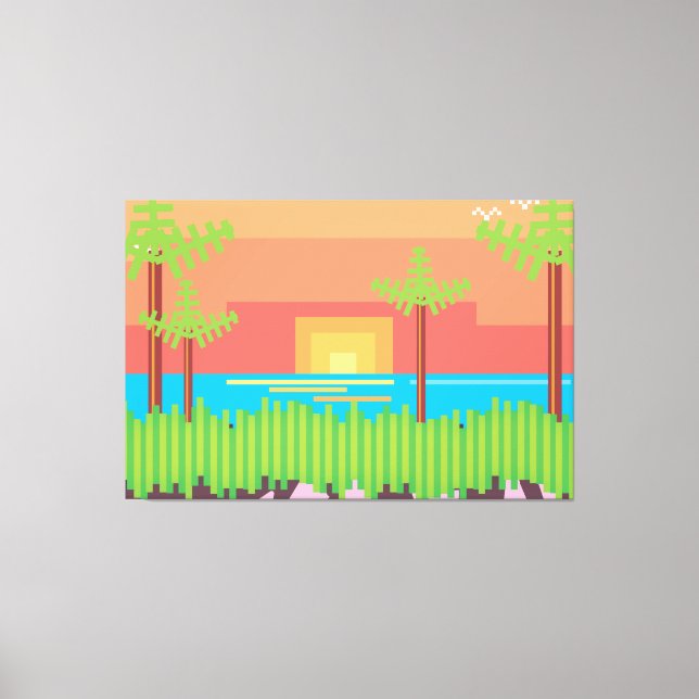 Retro spel - Tropisk solnedgång Canvastryck (Framsida)