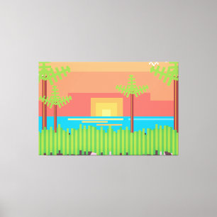 Retro spel - Tropisk solnedgång Canvastryck