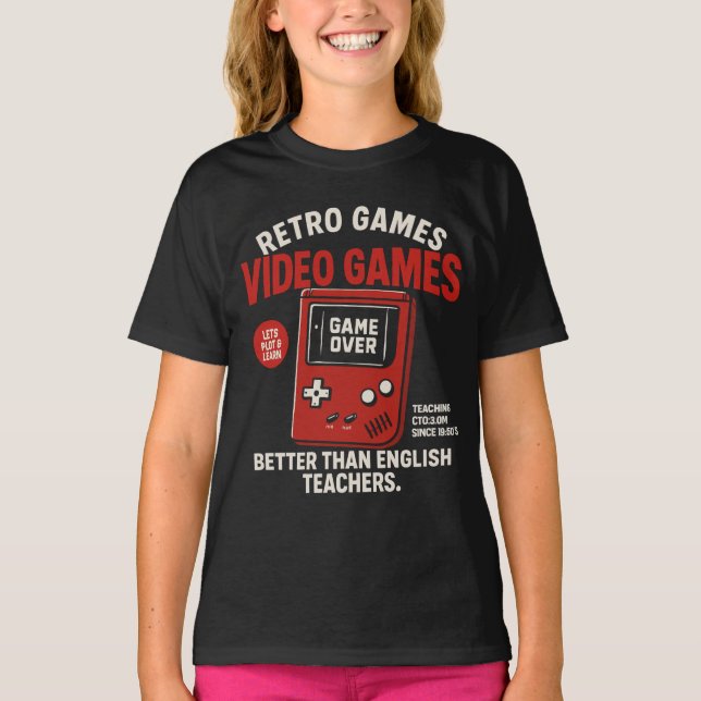  Retro spel videospel som lär ut engelska sedan  T Shirt (Framsida)