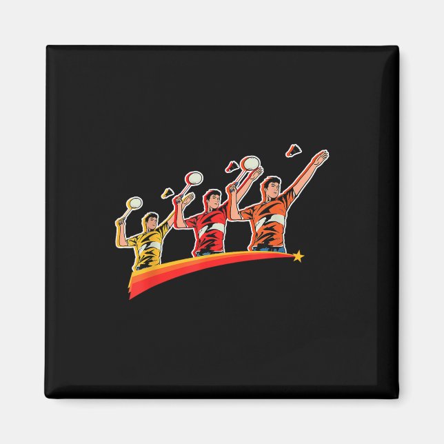 Retro Spela Badminton Sport Spelare Shuttle  Magnet (Framsidan)