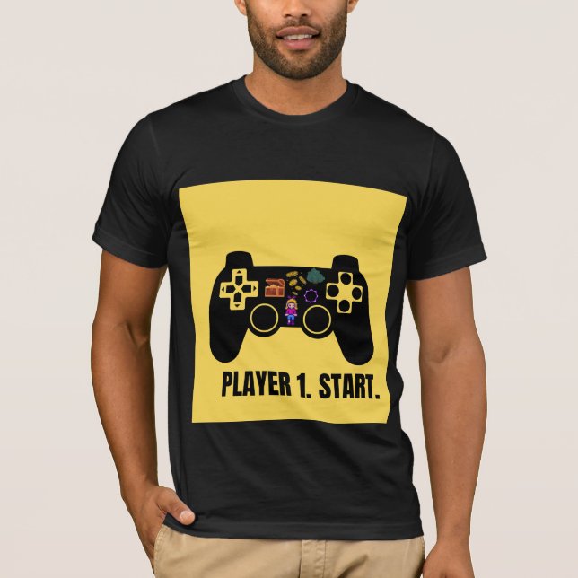 Retro Spelare 1 Start Spelkontroll T-Shirt (Framsida)