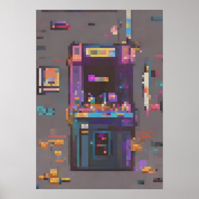 Retro spelarkad Pixel Art-kassett Konsol Nej Poster (Framsidan)