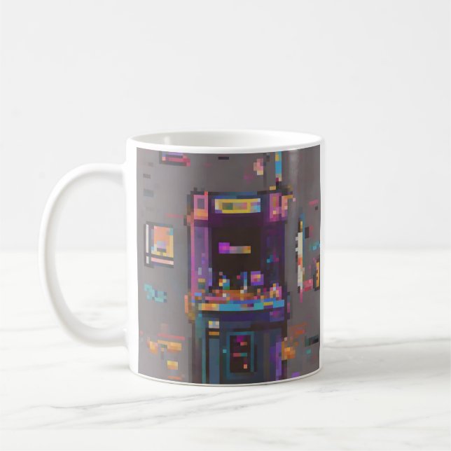 Retro spelarkad Pixel Art-kassettkonsol Nej Kaffemugg (Vänster)