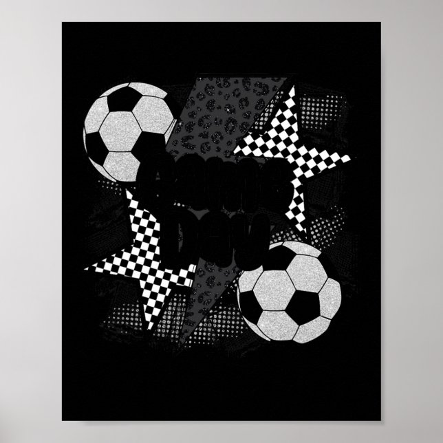 Retro speldag fotboll blixtbolt rolig lag  poster (Framsidan)