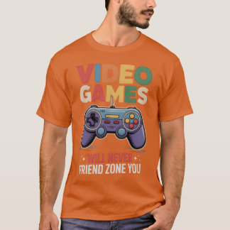 Retro spelkontroll med videospel möta vän fri t shirt