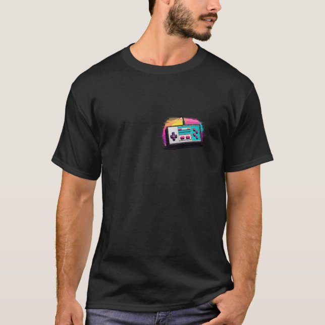 Retro spelkontroller 90-tals nostalgisk design t shirt (Framsida)
