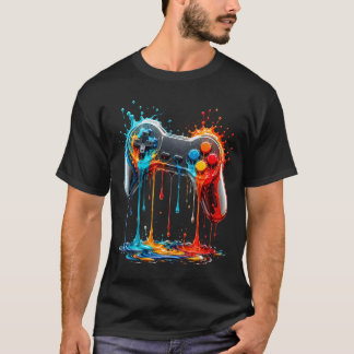Retro spelkontrollfärgssprut t shirt