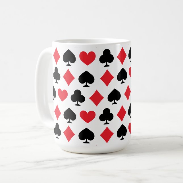 Retro spelkortssymboler Mönster Kaffemugg (Framsida vänster)