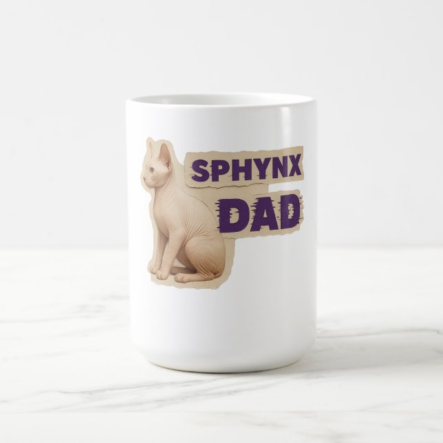 Retro Sphynx Pappa Hårfri Kattägare Retro Grafik Kaffemugg (Center)