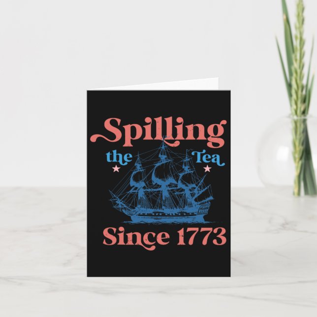 Retro Spilling The Tea Sedan 1773 4:e Juli Del Kort (Framsida)