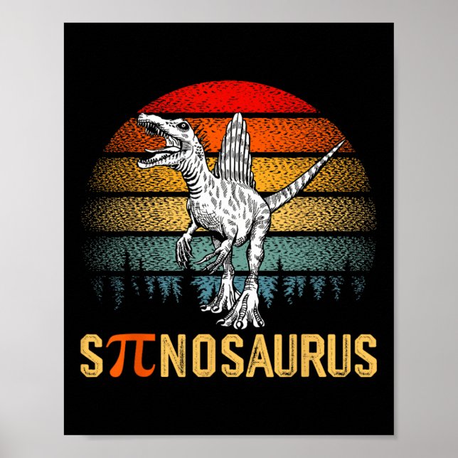Retro Spinosaurus Lycklig Pi Day Poster (Framsidan)