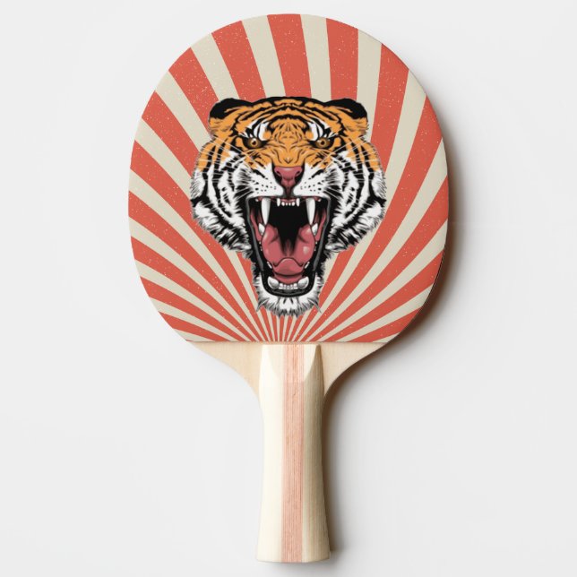 Retro Spiral Tiger Mascot Pingisracket (Baksidan)