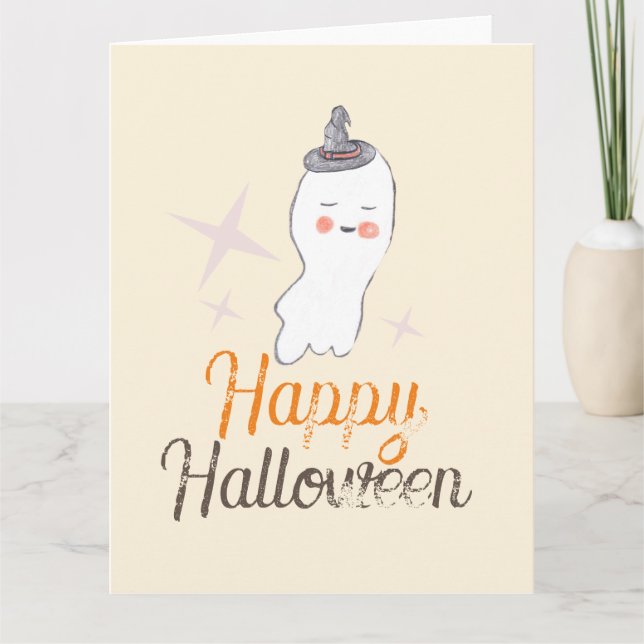 Retro spök-doodle Halloween-design  Kort (Framsida)