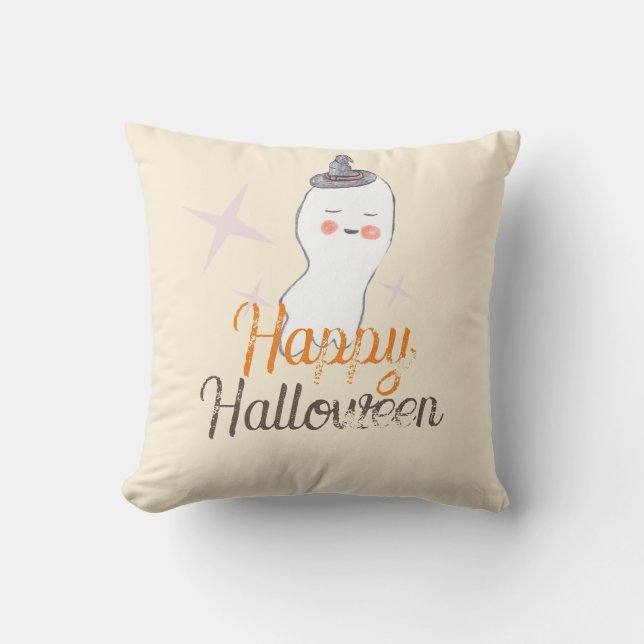 Retro spök-doodle Halloween-design    Kudde (Framsida)