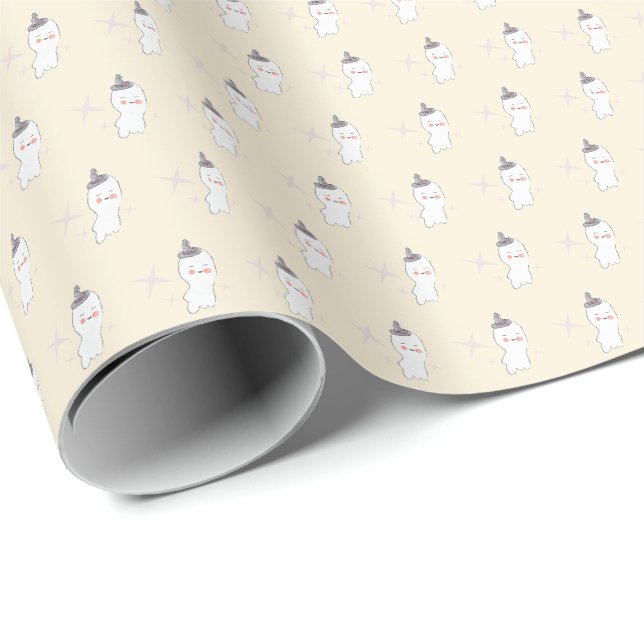 Retro spök-doodle Halloween-mönster   Presentpapper (Rullad Hörn)