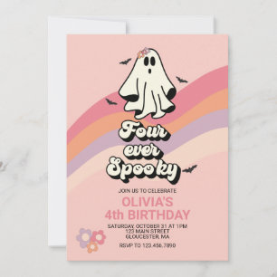 Retro spök Halloween Fyra Evigt Kuslig Födelsedag Inbjudningar