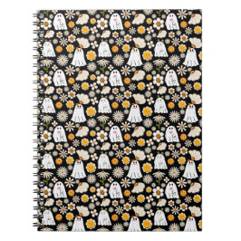Retro spökblommor Halloween-sömlöst mönster Anteckningsbok