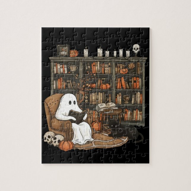 Retro spökböcker, bibliotekarie spöke pussel (Vertikal)