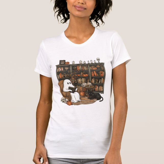 Retro spökböcker, bibliotekarie spöke t shirt (Framsida)