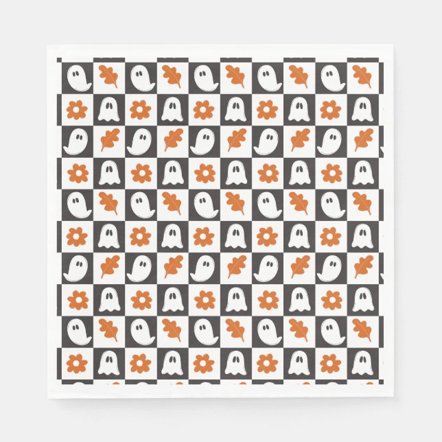 Retro Spöken Halloween | Cute Pastel Ghost Kids Pappersservett (Framsidan)