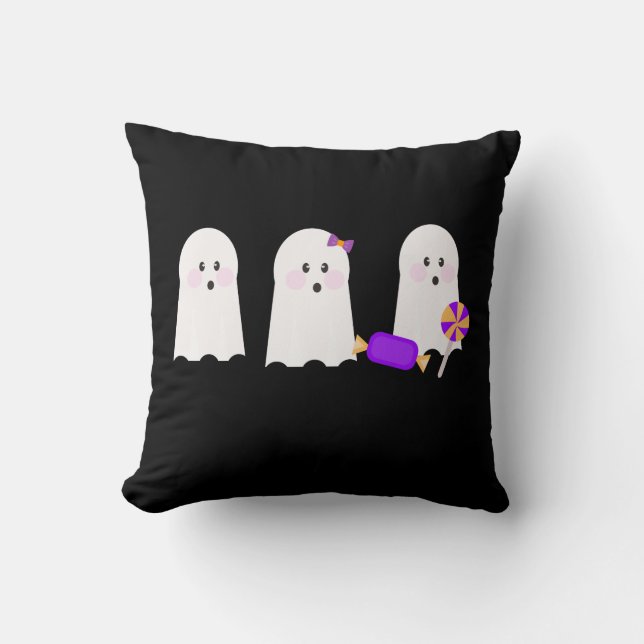 Retro spökghoul höst halloween kudde (Framsida)