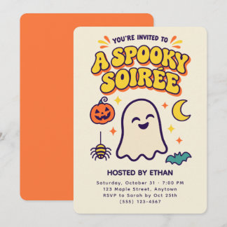 Retro spökskräckfest Cuten Halloweenfest Inbjudningar