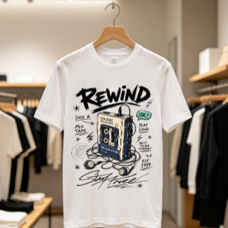 Retro Spolnings Cassettspelare Musik T Shirt