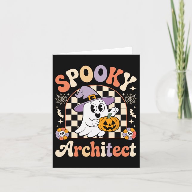 Retro Spooky Architect Halloween Architectural Pum Kort (Framsida)