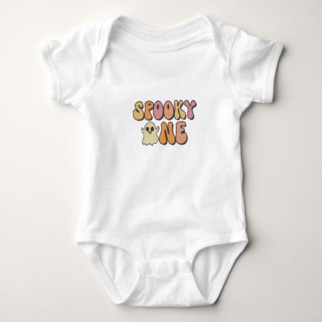 Retro Spooky Ett födelsedag Baby Bodykostym T Shirt (Framsida)