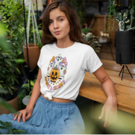 Retro Spooky Groovy Spöken Pumpkin Halloween T Shirt