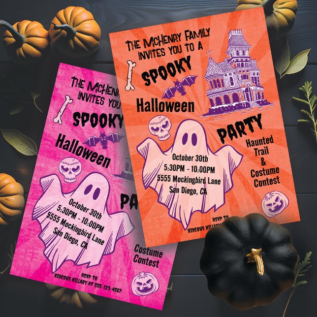 Retro Spooky Halloween Ghost Poster stil party Inbjudningar (Skapare uppladdad)