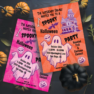 Retro Spooky Halloween Ghost Poster stil party Inbjudningar