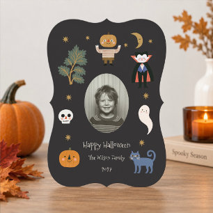 Retro Spooky Halloween Personlig Foto Julkort