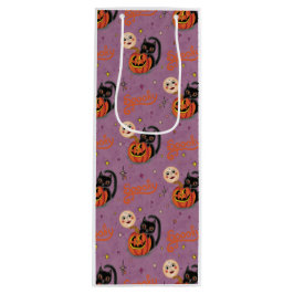 Retro Spooky Kitten Pumpkin Måne på Lila