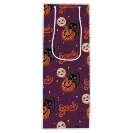 Retro Spooky Kitten Pumpkin Måne på Mörkens Lila